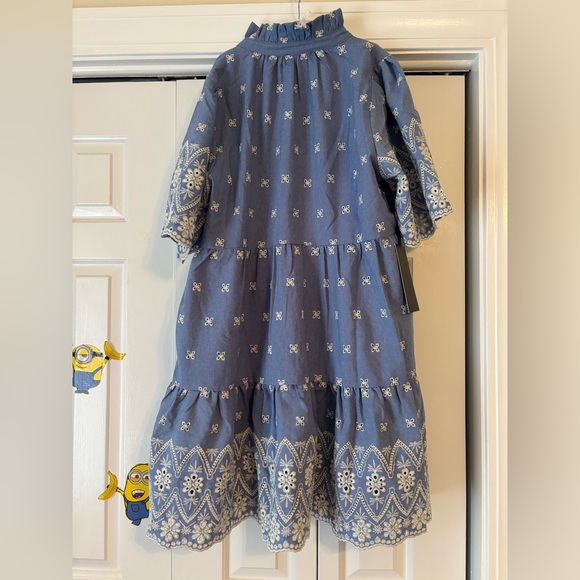 Tuckernuck Blue Chambray Embroidered Crawford dress size large - Picture 6 of 8